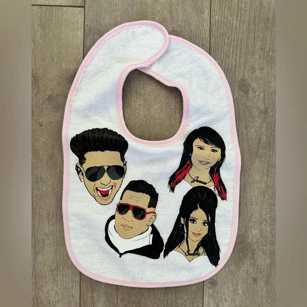 Rare Jersey Shore Baby Girl Bib- new, made at the jersey shore shop